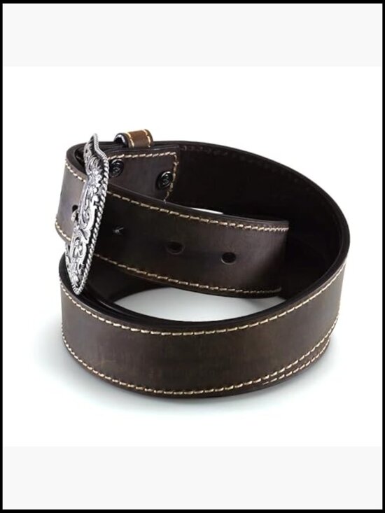 Women\'s Heavy Stitched Accent Belt with Floral Buckle main image 5